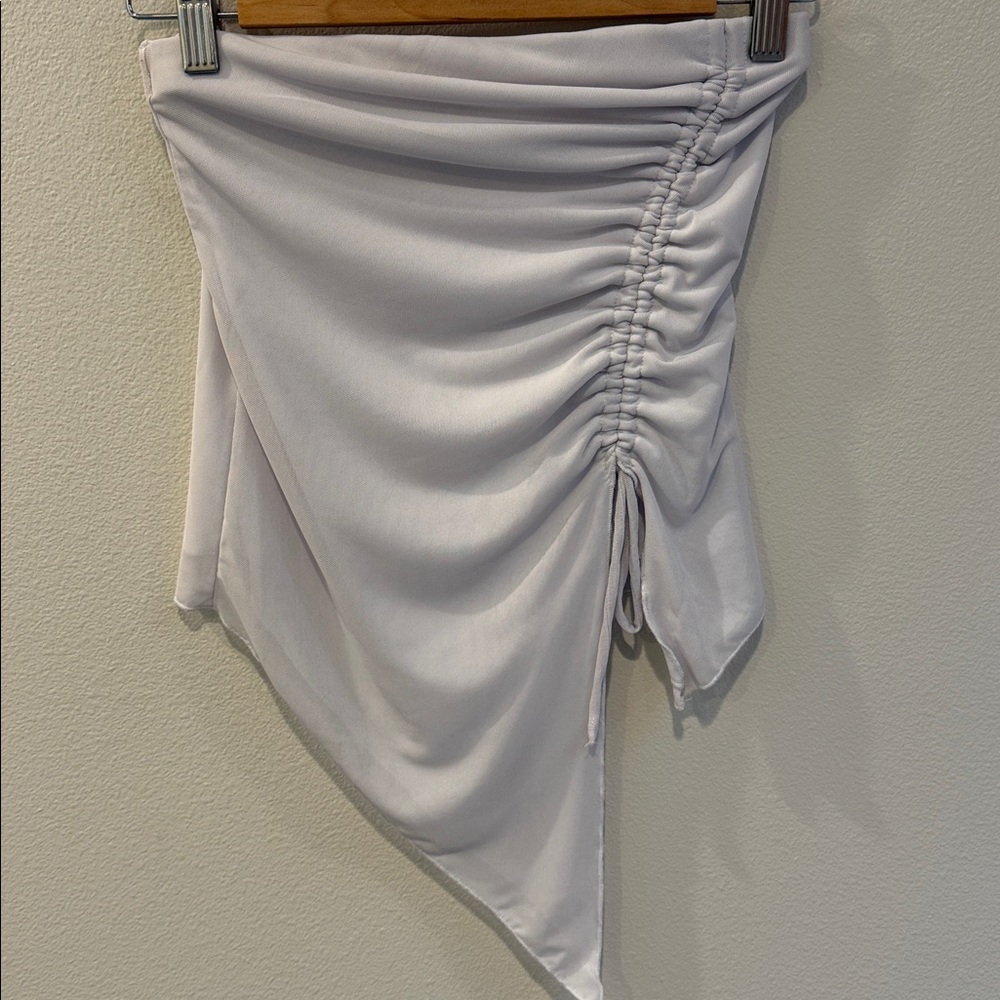 Ruched White Asymmetrical tube top